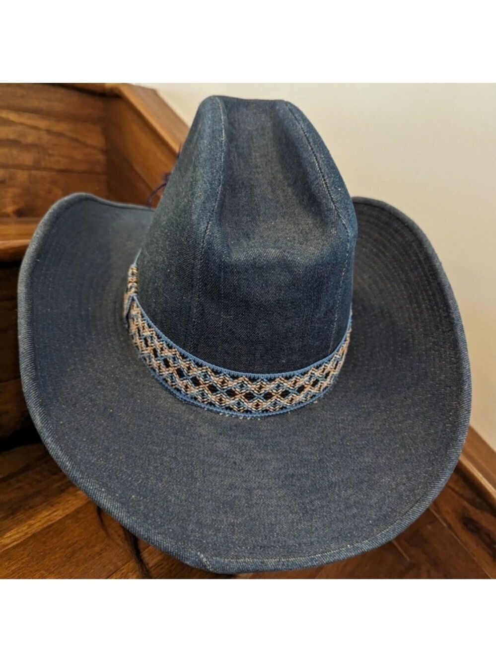 Vintage western 60's blue denim cowboy hat. Size 7-7 1/8 - Picture 5 of 16